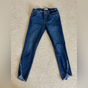 Loft skinny ankle jeans with frayed pant legs